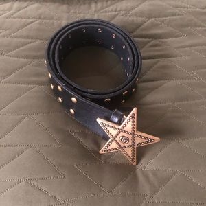 Black Gucci Leather Metal Studded Belt